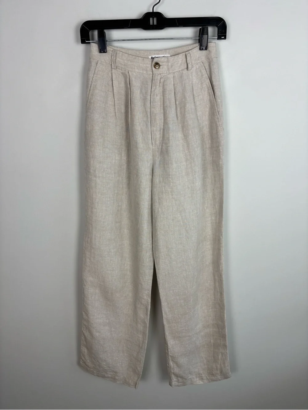 Reformation Mason Linen Pant in Oatmeal Size 0